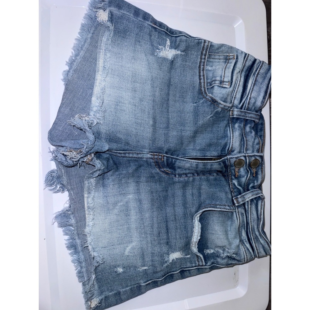 KanCan Signature Kurvy Ultra High Rise Distressed Denim Shorts Blue Size 27
